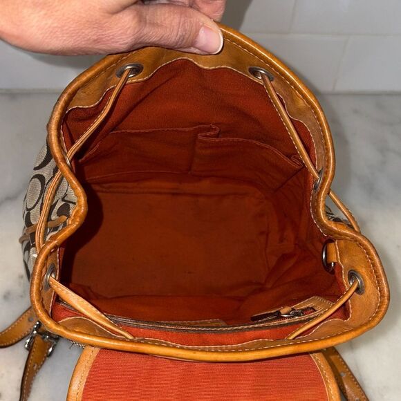 Coach Backpack Purse Handbag Vintage Y2K Jacquard Signature Logo Drawstring HTF - Picture 14 of 16